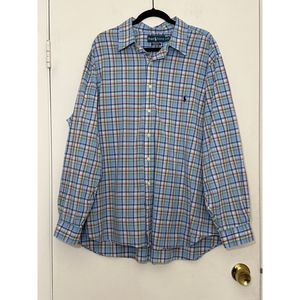 Ralph Lauren XXL Classic Fit Plaid Button‎ Down Long Sleeve Shirt Preppy Spring